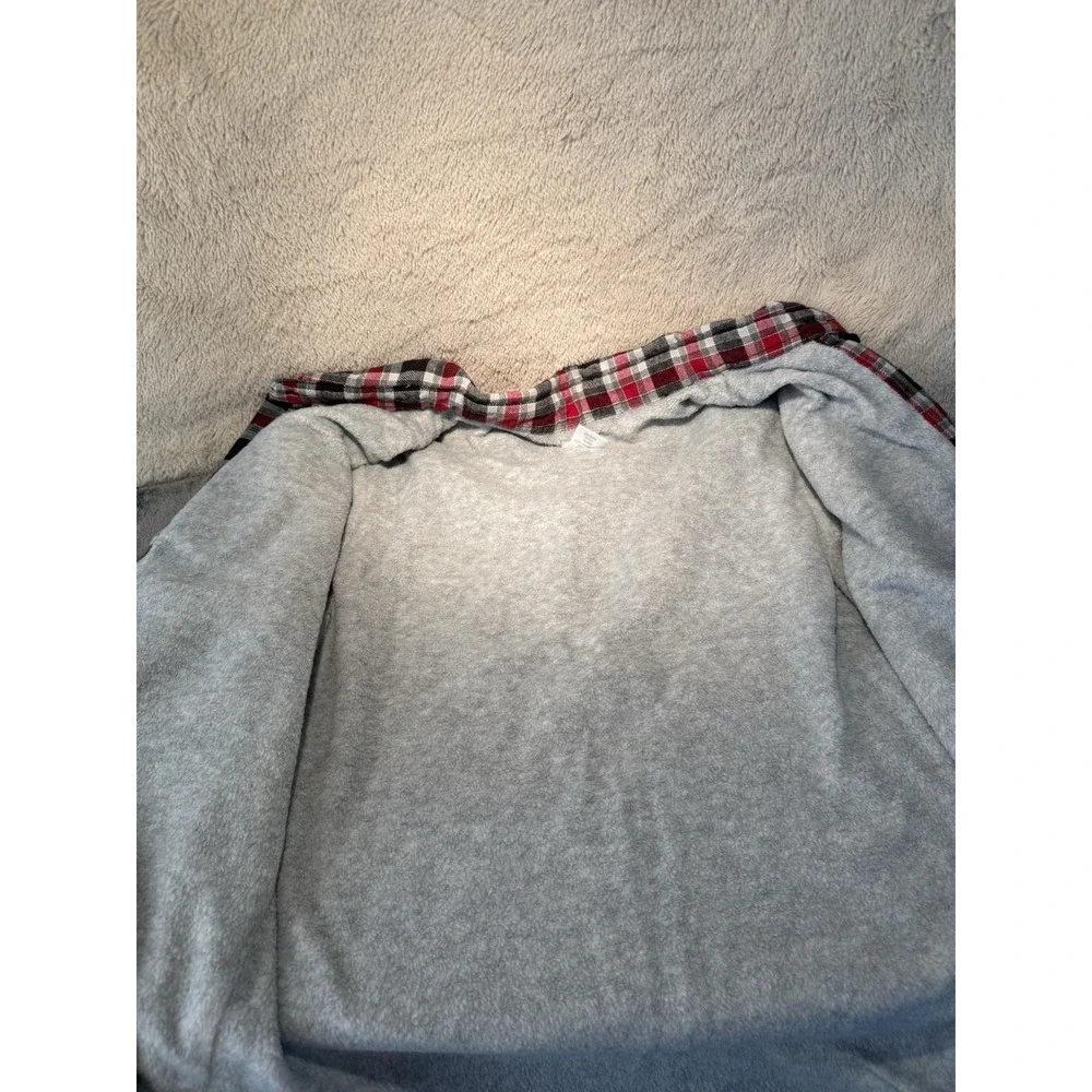 Gymboree Boys Fleece Lined Red Grey Black Checkered Flannel Shirt Size M 7‎ / 8